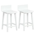 thumbnail image 1 of Costway 24.5" Wood Bar Stools Set of 2 with Solid Back & Seat Mid Century Bar Chairs White, 1 of 8