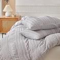 thumbnail image 4 of JOLUSERE Light Gray Soft Breathable Striped Textured Duvet Cover Bedding Queen Size, 4 of 9