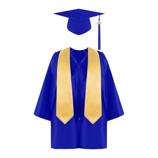 RXIRUCGD Ensemble de Costume de Performance de Graduation pour Enfants à Manches Longues et Filles, Blouses et Chemises à Manches Longues et Col Rond (Bleu, Taille : 3 Ans)