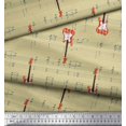 thumbnail image 2 of Soimoi Beige Heavy Satin Fabric Notes & Guitar Musical Instrument Fabric Prints By Yard 54 Inch Wide, 2 of 5