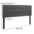 thumbnail image 2 of Lennox Tufted Upholstered Queen Size Headboard in Gray Vinyl, 2 of 9