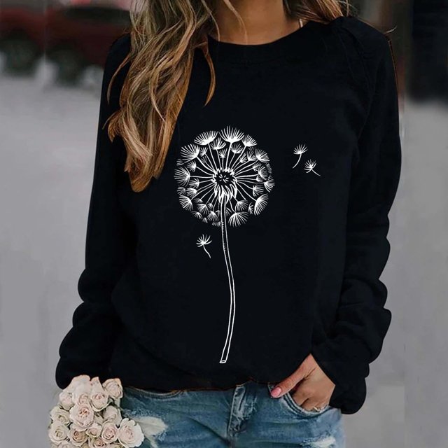 GZWYHT Grande Vente! Chandails à Capuchon pour Femmes, Chandails à Capuchon Graphiques, Chandail à Imprimé pour Femmes à Col Rond Coupe Ajustée, Hauts à Enfiler Décontractés à Manches Longues, Chandails d'Entraînement Amples, Blouse, Tenues d'Automne, Vêtements d'Automne AX L