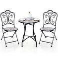 thumbnail image 4 of Costway Ensemble Bistro de Patio 3 Pcs Motif Mosaïque Salle à Manger en Métal Robuste Pliant Extérieur, 4 of 10