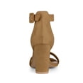 thumbnail image 2 of BLISSFUL STEP Women's Shoes Ankle Strap Block Heel Buckle Open Toe Sandals Brown 9, 2 of 8
