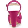 thumbnail image 3 of BLISSFUL STEP Women's Platform Chunky Heel Ankle Strap Sandals HotPink US 7, 3 of 6