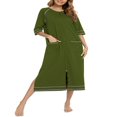 thumbnail image 1 of Robe Longue Fendue à Col Rond avec Fermeture Éclair pour Femmes Manches Courtes, 1 of 2