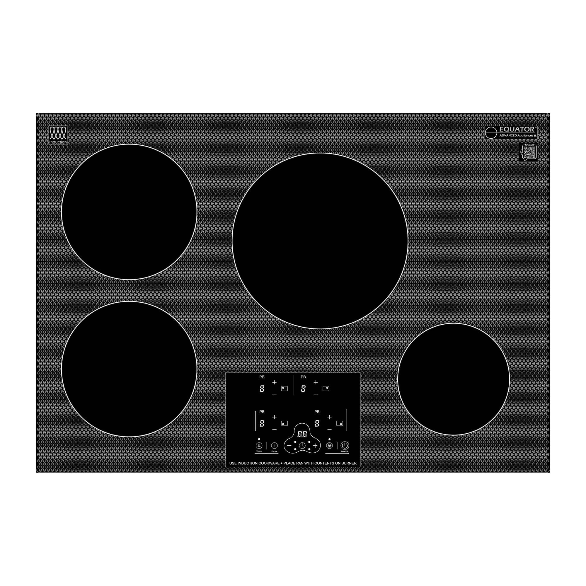 Equator Plaque de Cuisson à Induction Intégrée 30 Pouces 4 Brûleurs Maintien au Chaud 240V/7400W