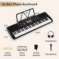 thumbnail image 3 of Costway 61 Keys Portable Keyboard with 200 Rhythms 200 Tones 70 Demos Note Sticker, Black, 3 of 10
