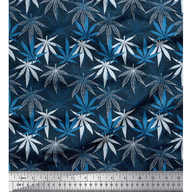 Soimoi Rayon Fabric Dot & Chestnut Leaves Print Sewing Fabric Yard 56 Inch Wide