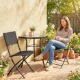 thumbnail image 2 of Outsunny Outdoor Bistro Set with Folding Chairs, Semi-Circle Table, Black, 2 of 10