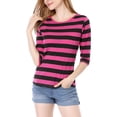 thumbnail image 1 of INSPIRE CHIC T-Shirt Décontracté Imprimé pour Femmes à Manches au Coude et Col Rond, 1 of 4