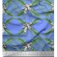 thumbnail image 1 of Soimoi Blue polyester Crepe Fabric Pine & Leaves Print Fabric by Yard 52 Inch Wide, 1 of 3