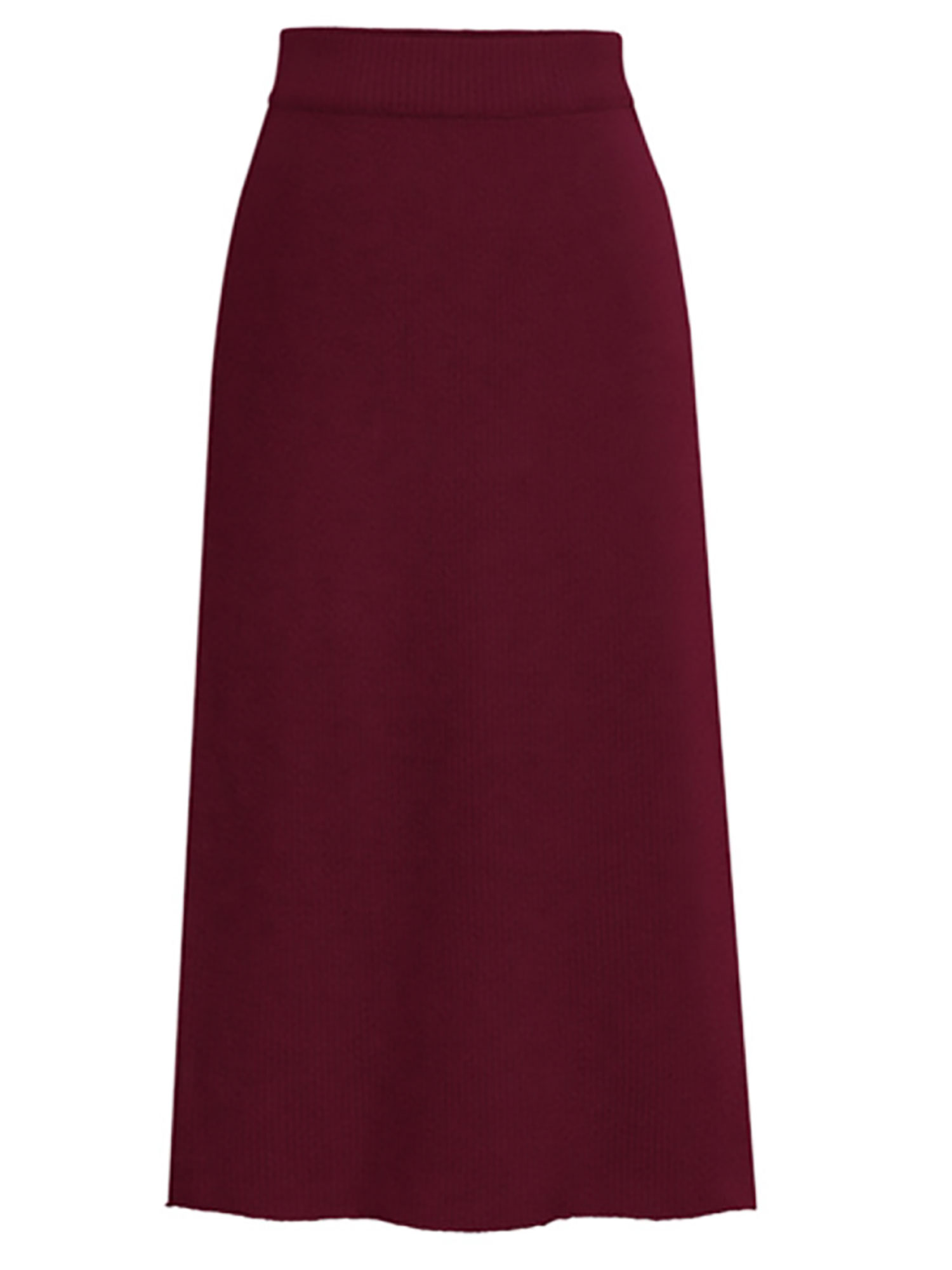 Innerwin Jupes Taille Haute Femme Jupe Midi Voyage Tricotée Ample Rouge Vin 3TG