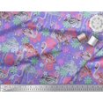 thumbnail image 3 of Soimoi Satin Silk Fabric Floral & Flamingo Bird Print Fabric by Yard 42 Inch Wide, 3 of 4