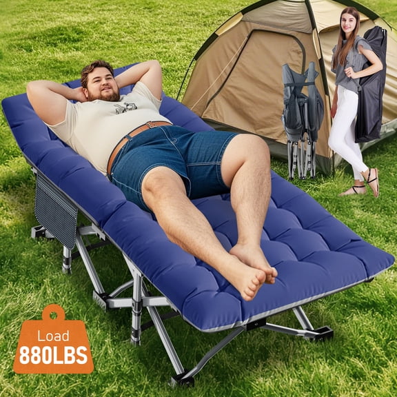 Slsy XL Folding Bed Cot with 3.3 Inch Mattress, 75"* 28" Folding Camping Cots with Carry Bag, Folding Sleeping Cot Guest Bed