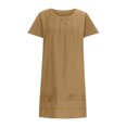 thumbnail image 4 of LOVZFMLL Robes pour Femmes Été Tendance Manches Courtes Amples Confortables Robes Plissées Plage Décontractées Longueur Genou Robe d'Été Café S, 4 of 5