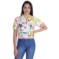 thumbnail image 1 of Moomaya Haut Court Imprimé pour Femmes Été Décontracté T-Shirt à Col à Fermeture à Glissière, 1 of 7