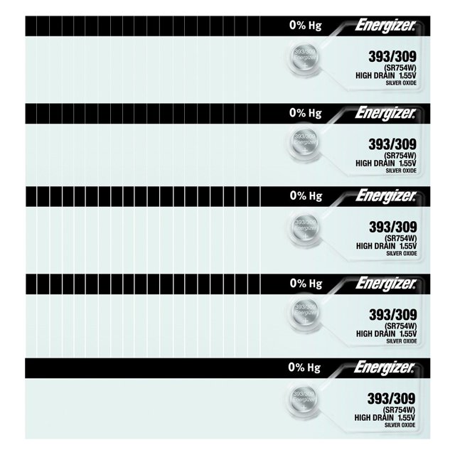 Energizer 393/309 SR754W Silver Oxide Watch Battery (100 Pack)