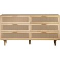 thumbnail image 4 of Armoire de Rangement Moderne en Rotin Naturel à 6 Tiroirs Polyvalente avec Grand Espace de Rangement pour Chambre et Salon (59,06 Pouces Naturel), 4 of 9
