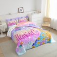 thumbnail image 3 of YST Mermaid Tail Comforter Set, Rainbow Bedding Sets for Girls, Kawaii Reversible Stars Quilt Bed Set, King Size, 3 of 6