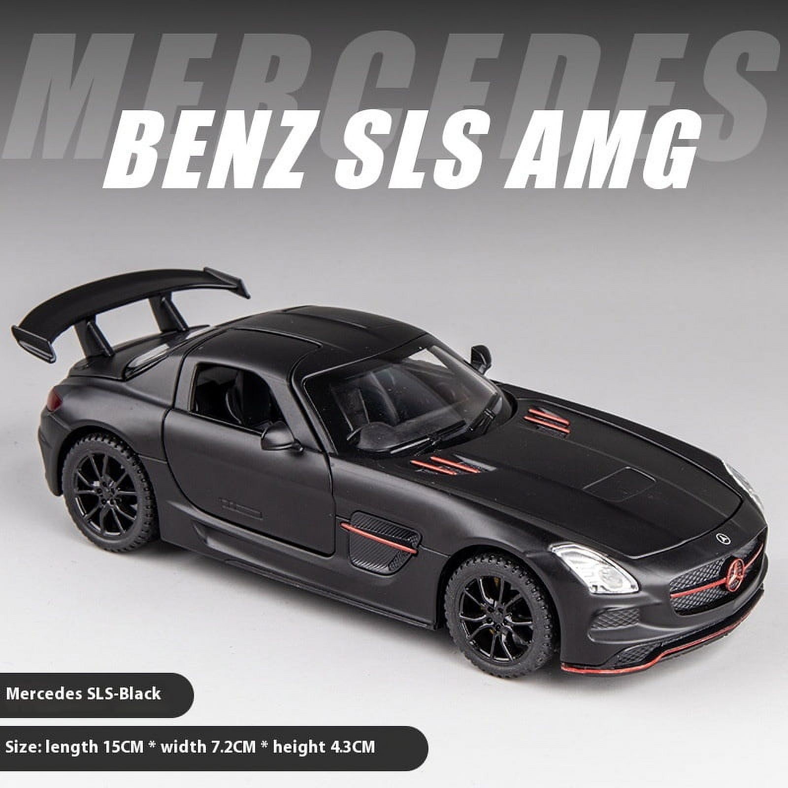 Diecast 1:32 Mercedes Benz SLS AMG Alloy Super Sports Car Model Simulation Sound And Light Toy Holiday Gift For Friends Collect Black