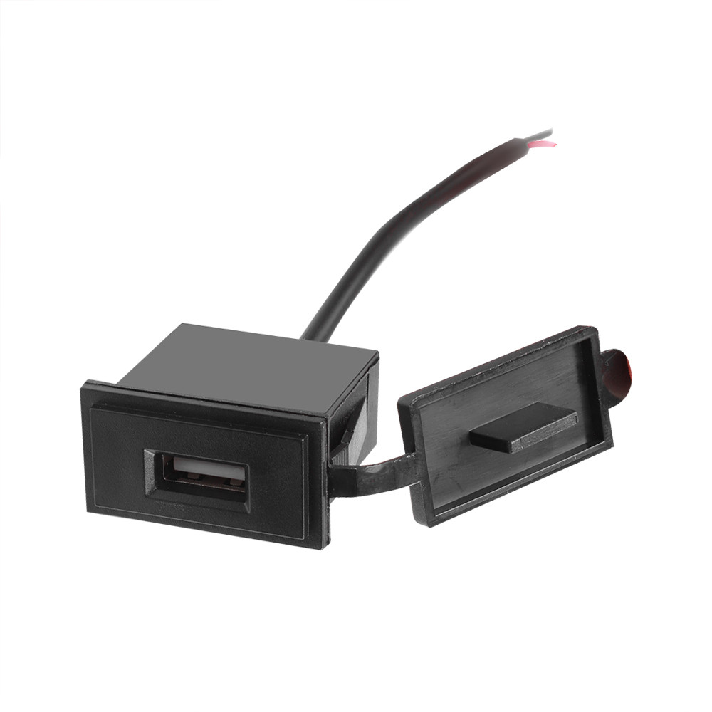 Car Charger 2.4A Adapter Single USB Square Shape Waterproof 12V 24V Soacket Power Adapter Switch Cigarette Lighter For Car