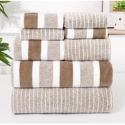 WIFKLSIIPG 8 Piece Striped Towel Set Absorbent Bathroom Towels 2 Bath Towels 2 Hand Towels 4 Towels Home Bathroom Hotel and Spa Salon Towels Bathroom Supplies