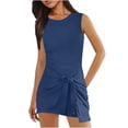 thumbnail image 2 of QATAINLAV Offres Éclair du Jour, Combinaisons Athlétiques Sans Manches pour Femmes avec Shorts Intégrés, Grenouillère à Poche Zippée, Robe de Tennis Extensible, Robe Courte d'Été de Golf Bleue TG, 2 of 9
