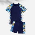 thumbnail image 2 of B91xZ Boys Rash Guard Swimsuits Set 2 Piece Short Sleeve Swim Shirts Quick Dry Bathing Suits with Trunks,Blue 5-6 Years, 2 of 5