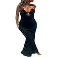 thumbnail image 3 of QJUHUNG Femmes Couleur Unie Robe Longue Sexy Bodycon Extensible Maxi Dame Printemps Automne Été Spaghetti Robe de Sangle, 3 of 8