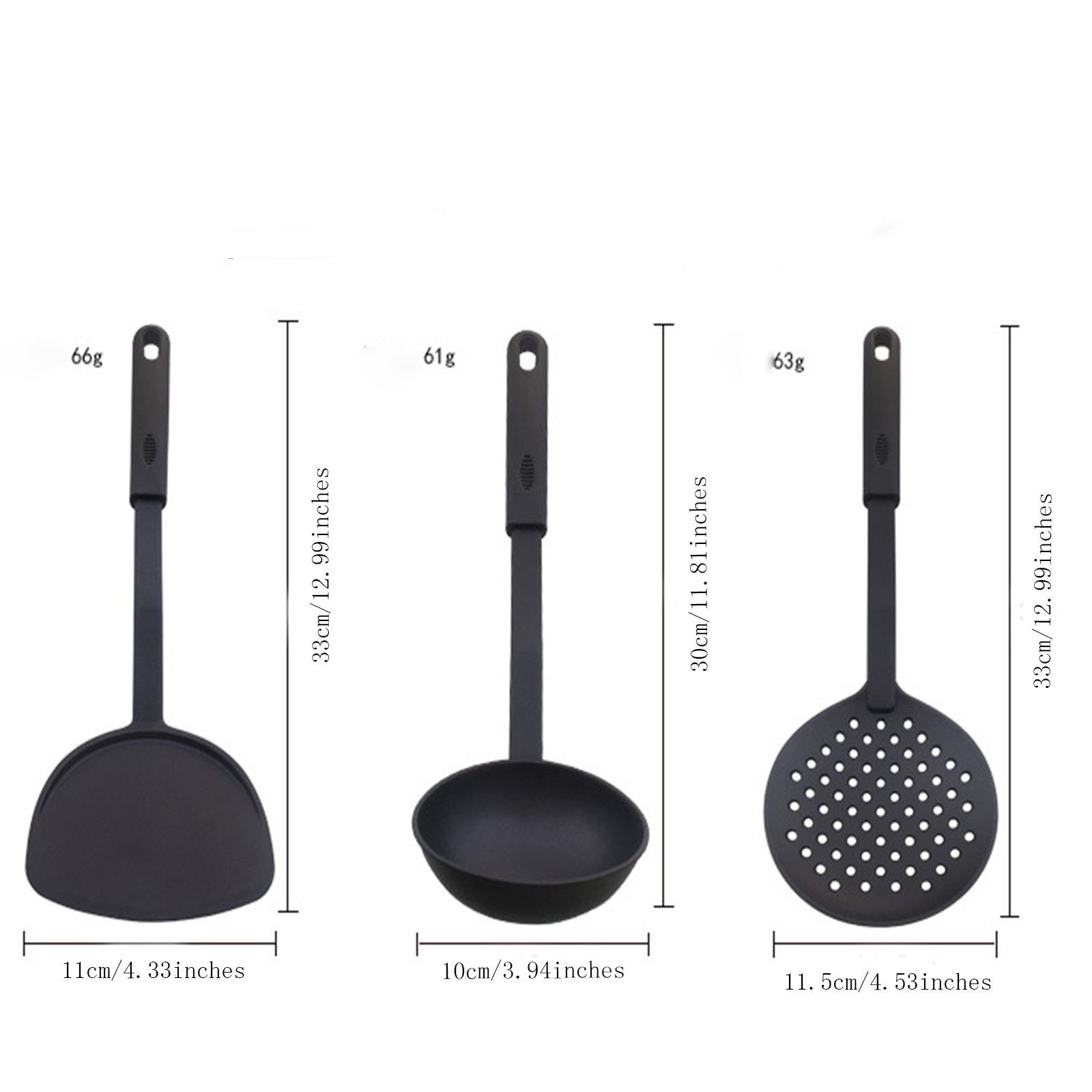 3PCS Nylon Spatulas Spoon Strainer For Nonstick Cookware Heat Resist Spatulas For Kitchen Stainless Steel And Pans Set with Rubber Handles Nonstick Frying Pan Set with Lids Double Burner Griddle