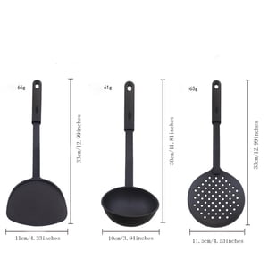 3PCS Spatules en nylon Strainer pour les articles de cuisine antiadhésifs Spatule résistant à la chaleur pour la cuisine Acier inoxydable et poêles avec poignées en caoutchouc Pan de friture antiadhesifs avec lids Double Burner Gridle