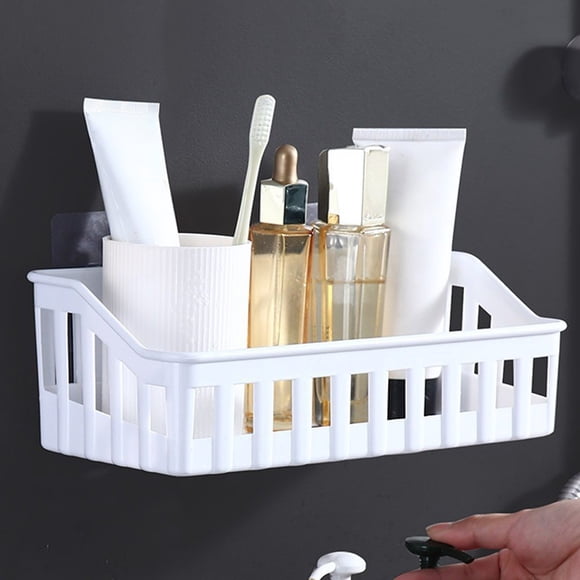 Bathroom Shelf, No Punch Hanging Storage, Shower Caddy Organizer, for Shampoo and Toiletries, White