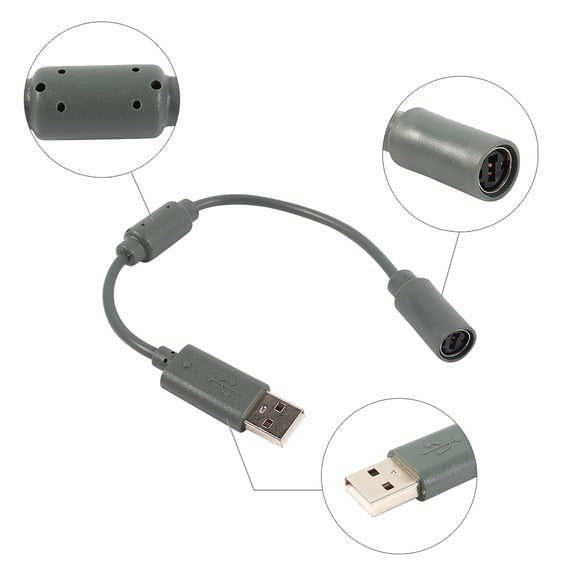 Noref Gamepad Cable,Replacement Wired Controller USB Breakaway Adapter Connection Cable Cord For XBOX360 Gray, Gampad Accessory