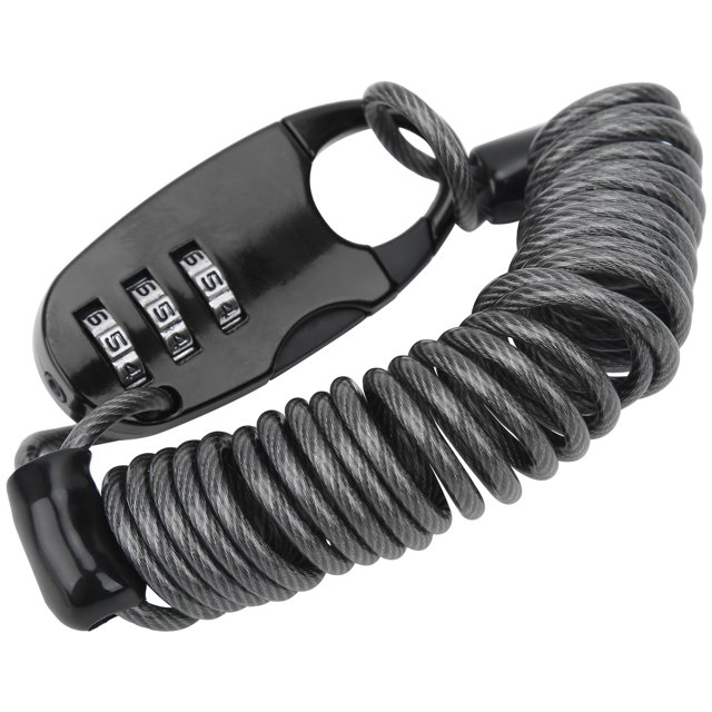 Bike Helmet Cable Lock, Anti Theft Password Lock 2.2x1.0in Steel Wire Lock Rope Easy To Carry Zinc Alloy For Bicycle Black