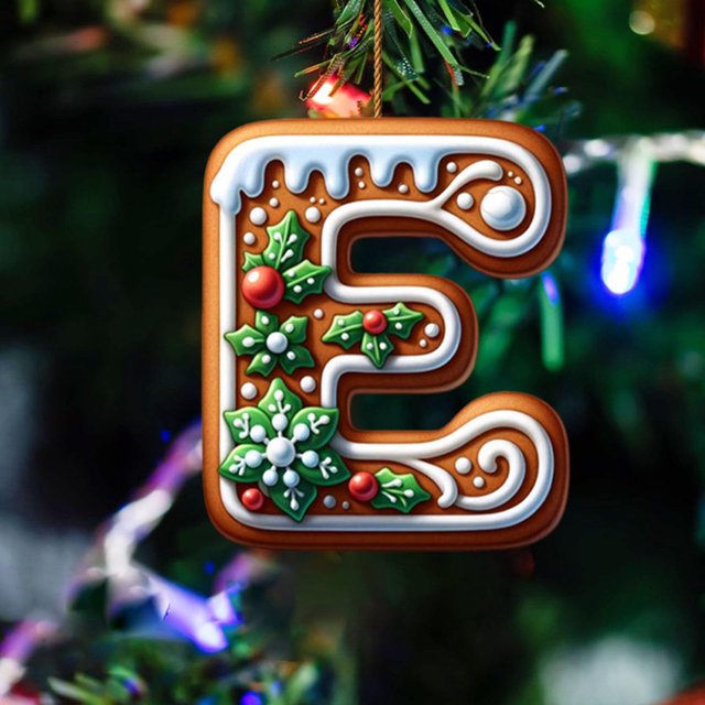 26 Alphabet Ornaments For Christmas Tree Candy Cane Initial Letter M Pendant With Berries Pattern Mini Hanging Decorations For Party DIY Holiday Kitchen Towels Acrylic Snowflake Beads Easter