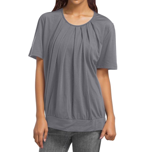 Hauts Tuniques Décontractés à Manches Courtes pour Femmes Jr Mode d'Automne Col Rond T-Shirts de Compression Cold Gear pour Femmes T-Shirts d'Été Amples Chemises pour Femmes Tuniques Ajustées Blouse
