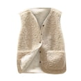 thumbnail image 1 of FAIWAD Womens Fleece Vest Fall Winter Warm Sleeveless Button Down Waistcoat Solid Color Loose Vest Coat, 1 of 7