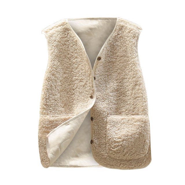 FAIWAD Womens Fleece Vest Fall Winter Warm Sleeveless Button Down Waistcoat Solid Color Loose Vest Coat