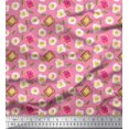 thumbnail image 1 of Soimoi Pink Poly Georgette Fabric Omlet & Bread Slice Food Print Sewing Fabric Yard 52 Inch Wide, 1 of 6