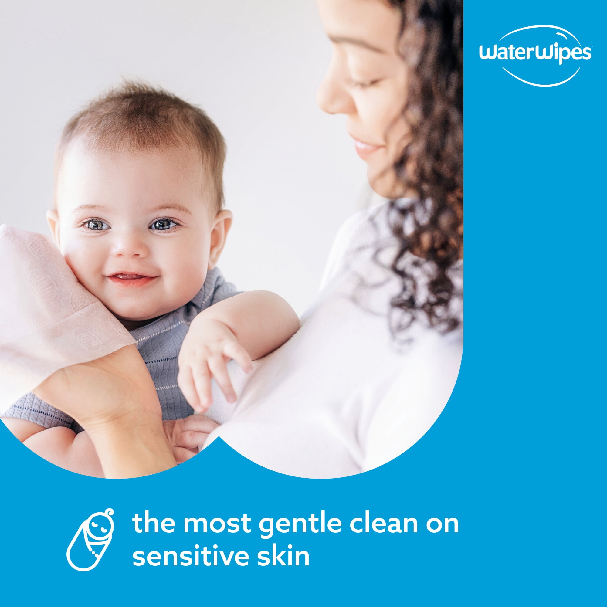 WaterWipes Sensitive Lingettes pour Nouveau-Nés & Bébés, 99.9 % d'Eau, Sans Parfum & Hypoallergéniques