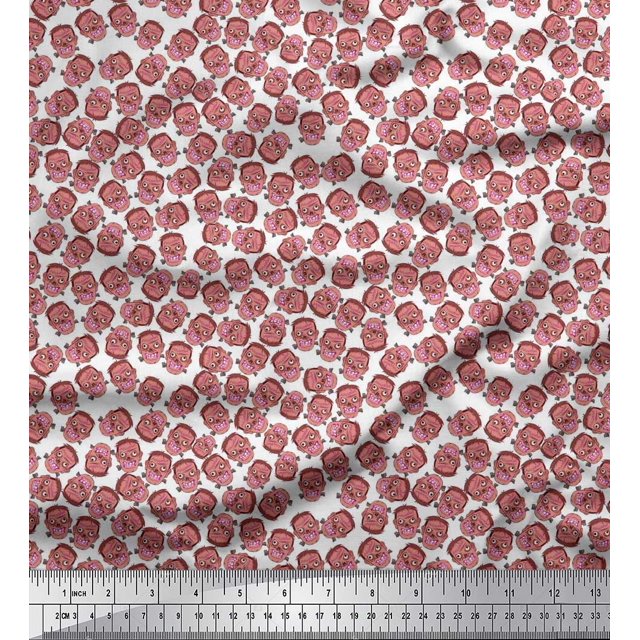 Soimoi Polyester Crepe Fabric Witch Face Halloween Fabric Prints by Yard 42 Inch Wide