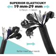 thumbnail image 3 of Cable Sleeve, 2 Pack 5ft - 1.2 Inch Cable Management, Desk Cord Cover Organizer Wire Hider for Home Office Computer TV Wire Loom Tubing, Pet Proof Cord Protector from Cat Dog Chewing, Black, 3 of 7