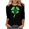 thumbnail image 2 of Elvqul Shirts Chemises pour Femmes T - Graphiques Stylés Manches 3/4 Chandail de Fête de la Saint-Patrick Col Rond Hauts pour Dames Vert, 2 of 5