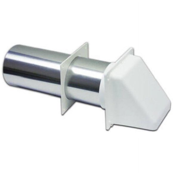 4 In. Exhaust Wall Hood Vent, Removable Screen & Damper, White Plastic, 11 In. Tail Pipe - 224WS