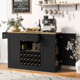 thumbnail image 2 of 47" Wine Bar Cabinet with Power Outlet, Coffee Bar Buffet Sideboard with Wine Rack, Liquor Storage Cabinet with Drawers, Modern MDF Kitchen Credenza for Dining Room, Kitchen, Living Room (Black), 2 of 9