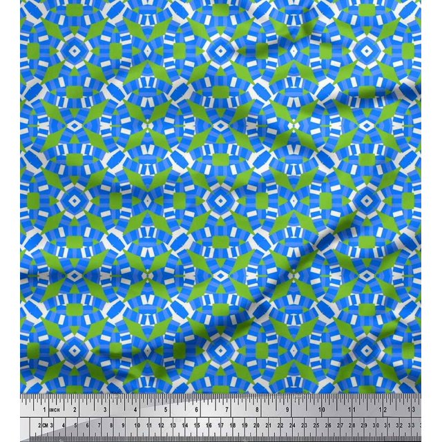 Soimoi Polyester Crepe Fabric Abstract & Circle Geometric Fabric Prints by Yard 42 Inch Wide