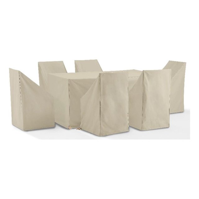 Crosley Furniture 7PC Vinyl Outdoor Dining Furniture Cover Set in Tan