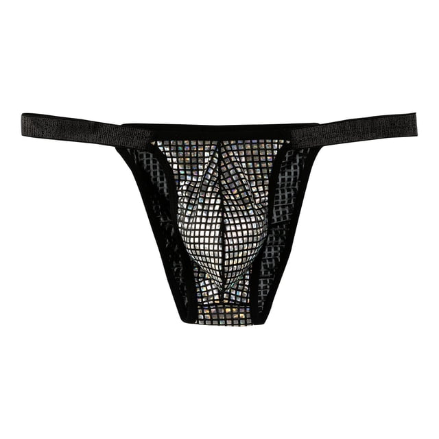 Penkiiy String Transparent pour Hommes g-Strings Bikini sous-Vêtements en Maille Transparente String pour Homme P Noir