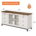 thumbnail image 3 of WAMPAT Farmhouse Blue LED TV Stand,Modern Entertainment Center Glass Door Television Stands for TVs Up to 65 inches, for Living Room,Metal Feet,Oak White, 3 of 7